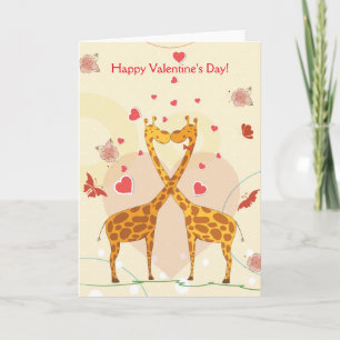 Cartão De Festividades Coração Vermelho das Girafas felizes dias de os na