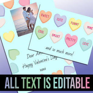 Cartão De Festividades Corações bonitos Dia de os namorados azul doce