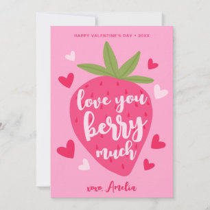 Cartão De Festividades Corações de Amor de Morango Rosa Fofo do Dia dos N