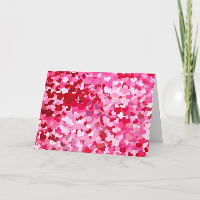 Cartão De Festividades Corações de Confetti Rosa (Frente)