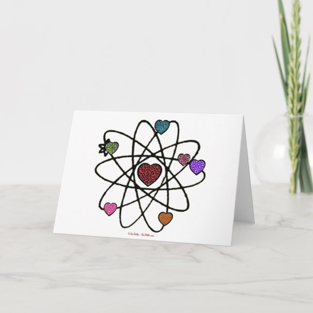 Cartão De Festividades Corações de Impressão do Leopardo Namorados Atômic (Frente)