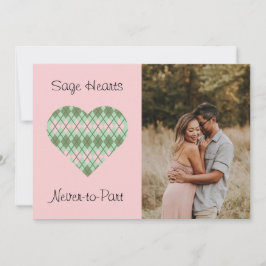 Cartão De Festividades Corações de Sage Sage e Pink Argyle (Rosa)