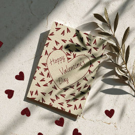 Cartão De Festividades Corações de São Valentim Burgundy e Creme Mínimos