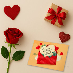 Cartão De Festividades Corações de São Valentim e Envelope