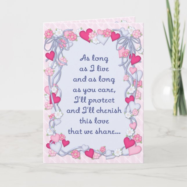 Cartão De Festividades Corações e Faixa Romance - Dentro Verso (Frente)