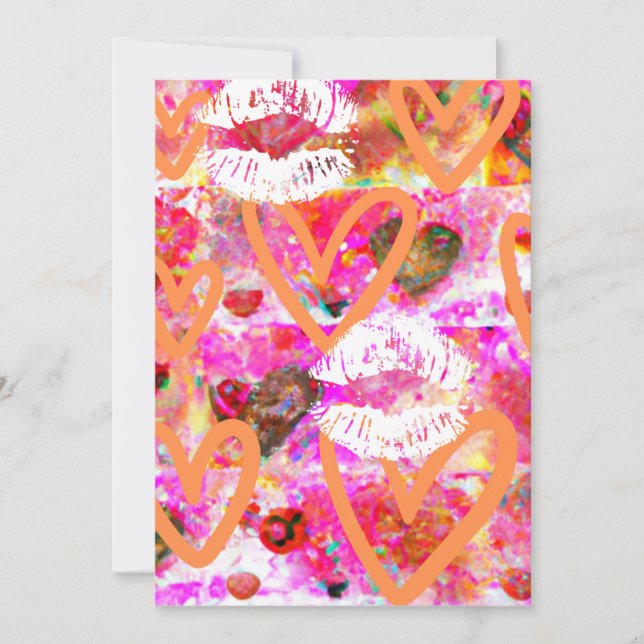 Cartão De Festividades Corações e Lábios (Frente)