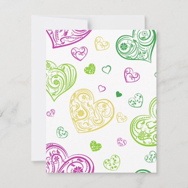 Cartão De Festividades "Corações Paisley Desenhados À Mão" (Frente)