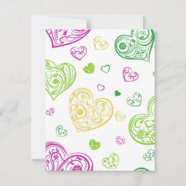 Cartão De Festividades "Corações Paisley Desenhados À Mão"