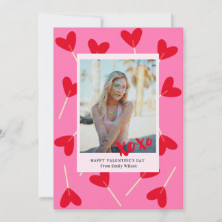 Cartão De Festividades Corações Pirulitos Foto XOXO Amor Dia dos Namorado