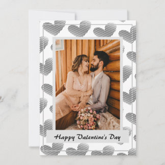 Cartão De Festividades Corações Preto e Branco Padrão Feliz Dia dos Namor