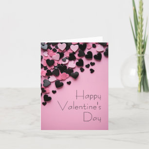 Cartão De Festividades Corações pretos e cor-de-rosa em Dia de os namorad