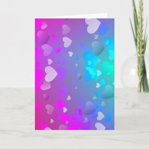 Cartão De Festividades Corações Rosa e Azul