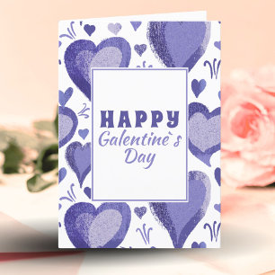 Cartão De Festividades Corações Roxos Feliz Dia das Galentinas