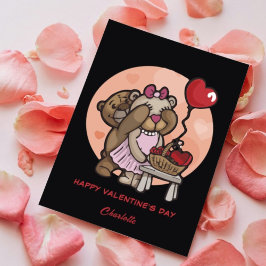 Cartão De Festividades Corações Vermelhos Cute Bear Valentine Day For Kid