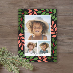 Cartão De Festividades Coral botânico preto - 3 fotografia