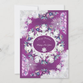 Cartão De Festividades Corante vermelho cardinal e floco de neve