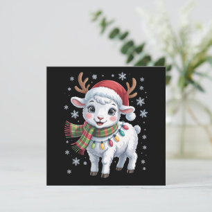 Cartão De Festividades Corderinho Fofo Natal Amante de Animais Engraçados