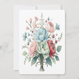 Cartão De Festividades Cores de Pastel Suave de Buquê de Flor Molhada Ele