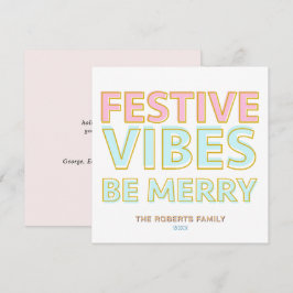 Cartão De Festividades Cores Modernas Vibrações Festivas Seja Alegre Moda