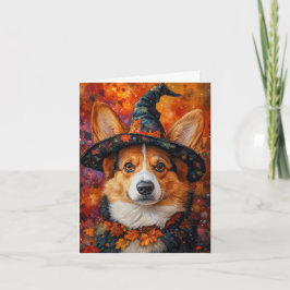 Cartão De Festividades Corgi Bruxa Halloween