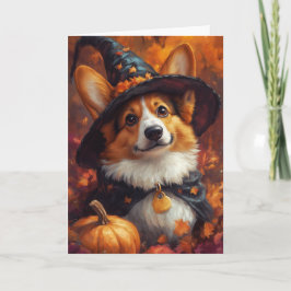 Cartão De Festividades Corgi Bruxa Halloween