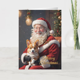 Cartão De Festividades Corgi de Natal com Papais noeis