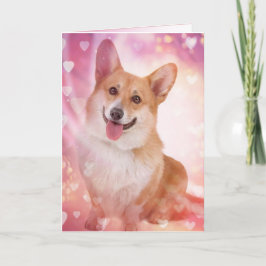 Cartão De Festividades Corgi sorridente com Namorados de coração