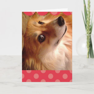 Cartão De Festividades Corgi Valentine with pink and red border