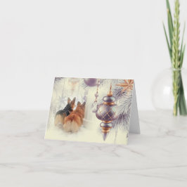 Cartão De Festividades Corgis de Férias na Neve