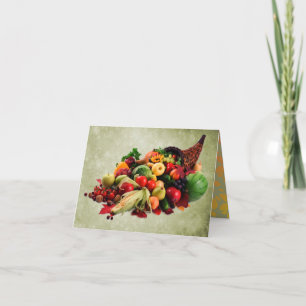 Cartão De Festividades Cornucopia Horn of Plenty Ação de Graças Feliz