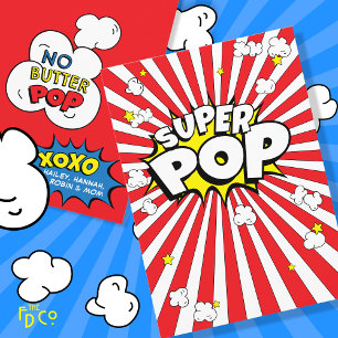 Cartão De Festividades Corny SUPER POP! Sem Pop de Manteiga! Popcorn Pun