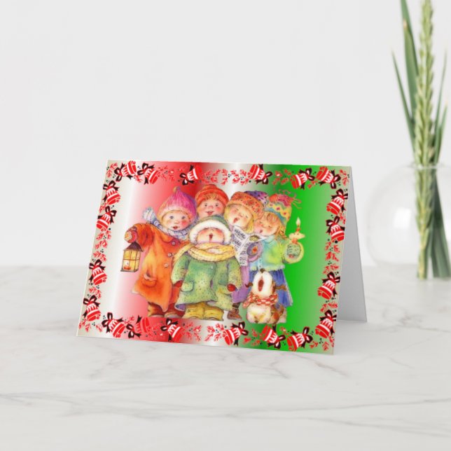 Cartão De Festividades Coro de Natal infantil (Frente)