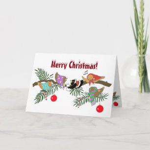 Cartão De Festividades Coro de Pássaros Natal Arte Popular Ucraniana