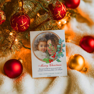 Cartão De Festividades Coroa Botânica Feliz Natal