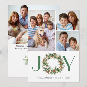 Cartão De Festividades Coroa de abeto com pinhas JOY Natal 4 FOTO
