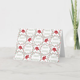 Cartão De Festividades Coroa de Boas Festas vermelho verde branco