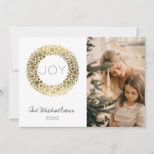 Cartão De Festividades Coroa de Dourada Bege com Foto em Aquarela para Fe