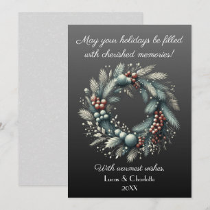 Cartão De Festividades Coroa de estilo nórdico moderno, contra fundo cinz