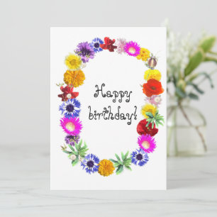 Cartão De Festividades coroa de flores brilhantes do verão no estilo ucra