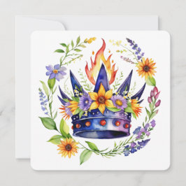 Cartão De Festividades Coroa de Fogo de Beltane Sabbat Floral de Verão