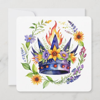 Cartão De Festividades Coroa de Fogo de Beltane Sabbat Floral de Verão