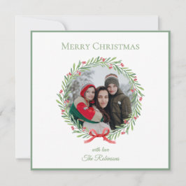 Cartão De Festividades Coroa de Fotos da Família com Letra Elegante Feliz
