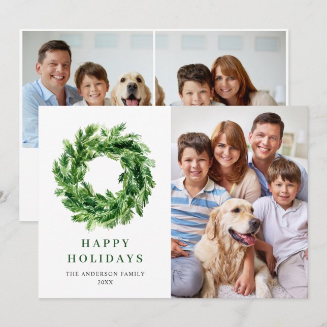 Cartão De Festividades Coroa de Galhos de Pinheiro Festivo Natal Pinheiro (Frente/Verso)