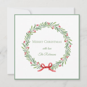 Cartão De Festividades Coroa de Natal Alegre com Letra Elegante