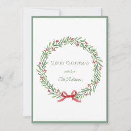 Cartão De Festividades Coroa de Natal Alegre com Letra Elegante
