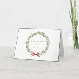 Cartão De Festividades Coroa de Natal Alegre com Letra Elegante