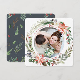 Cartão De Festividades Coroa de Natal Casados e Felizes