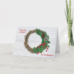 Cartão De Festividades Coroa de Natal com coroa de espinhos