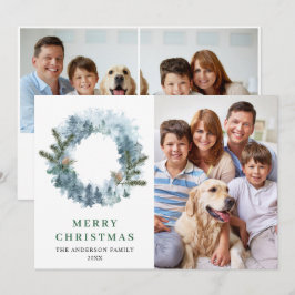 Cartão De Festividades Coroa de Natal de Azevinho Festivo 3 FOTO Saudação