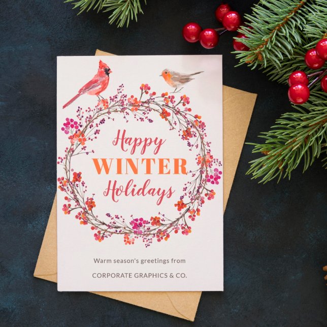 Cartão De Festividades Coroa de Natal elegante saudação sem foto (Criador carregado)